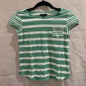 Gap kids girls striped green tee shirt